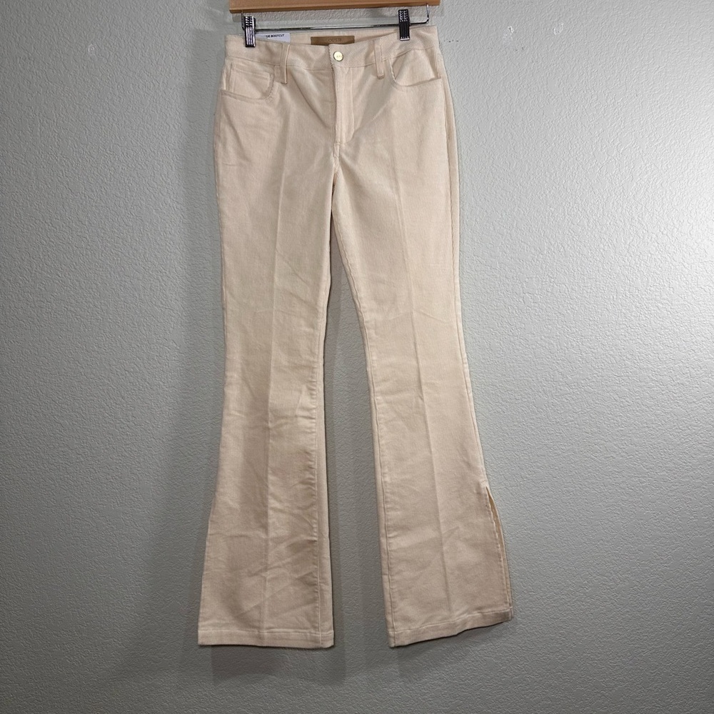 Joes Jeans Frankie Bootcut Corduroy Pants Cream Milk Mid Rise Side Slit Size 26 - Picture 2 of 9